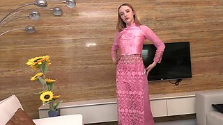 Redheaded babe Polly Yangs indulges in a steamy blowjob session with Porno Dan