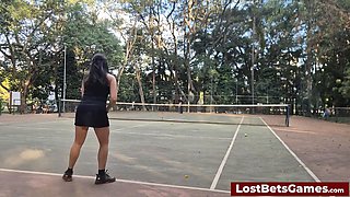 Rafaelas Big Tits Strip Tennis Foot Fetish with Igor