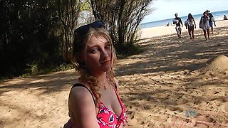 Outdoors video of skinny Melody Marks teasing and posing outdoors