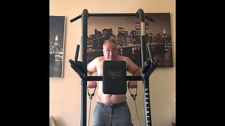 Fit Old Man Masturbating After Workout