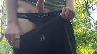 Masked Bro Jerks Off and Plays With his Ass in the Woods