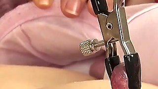 Ren Saijo Sucks Haruka Misaki’s Swollen Nipples While the Clamps Twist Them Tight. She Moans: "it Hurts... and It Makes Me Cum.