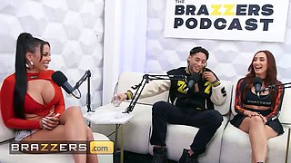 Brazzers - Luna Star’s podcast with Chloe Amour and derek savage turns into wild on-air three-way