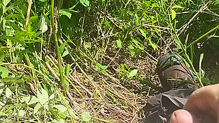 Fat guy jerks & cums in forest pt. 17