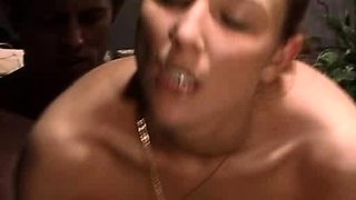 Busty brunette babe banged doggystyle