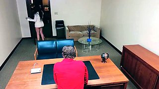 Secretary and vice principal blowing dick at the office