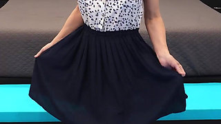 Blue Dress with Pink Mules