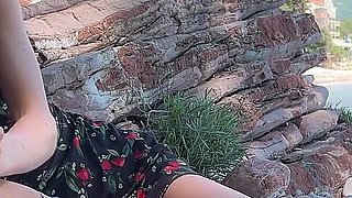 Risky Outdoor Dick Flashing on the Beach - I Took His Dick in My Hand and Helped Him Cum