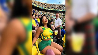 Brazil Girls Pound Scottish Guys In Stadium Seats