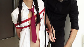 Asian Schoolgirl - Tied up and Suspended and Made to Orgasm