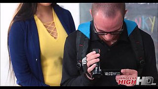 Hot teacher bangs nerdy masculine schoolgirl