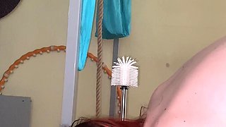 Kinky Masochistic Orgasm - Toilet Brush on Fuck Machine