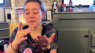 Amateur girlfriend handjob and anal fuck with cumshot