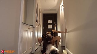 Standing Doggy Mirror Fuck in Elegant Bathroom