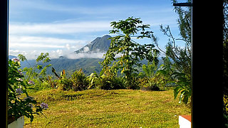 View of the ARENAL VOLCANO while they masturbate me