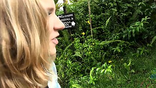 Busty blonde amateur fucked in public restroom