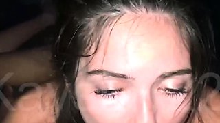 Tan stud gives a POV blowjob to his big cock