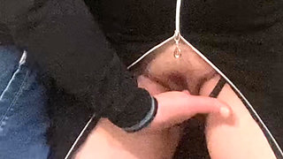 Subway Fantasy! Hairy MILF Fingered Under Dress