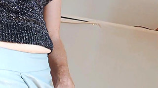 a nice cock sticking out of her skort to cum