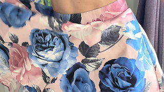 Satin Skirt No Panties Tease