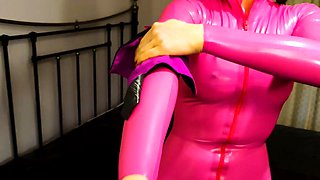 Latex slut solo anal masturbation