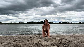 Amateur teen outdoor solo play