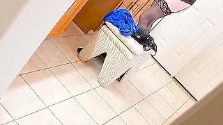 Curious on Stepmom While She Undresses for Her Bath