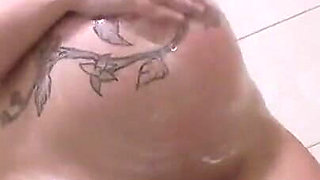 Heavily Pregnant Babe Pavlina Takes A Shower And Lathers Up Her Bump Before Drying Off