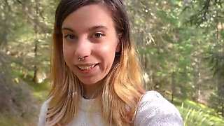 Amateur Teen Vlogger Norage Outdoor Van Blowjob & Doggy Style Orgasm in Forest
