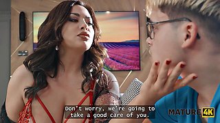 Busty Milf With Massive Tits And Phat Ass Entices Young Stud While His Mom Watches Her Every Move