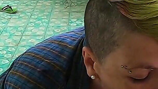 Morning cum swallow right next to the street window