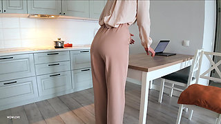 Bossy Step Mom Caught Her Step Son with a Boner While She Was Working