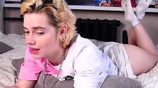 Blonde horny sex therapist stunner in lingerie jerks dick