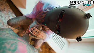 Inked Girl in Mask Gets Asshole Destroyed + Massive Facial & Pussy Cum Coating