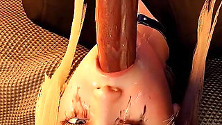 BDSM Bondage 3D Porn - Busty Blonde Deepthroat Facefuck