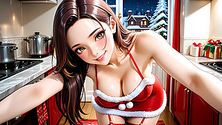 Ai Cartoon - Mrs. Claus Wants to Taste a Young Cock While Santa Claus Distributes the Presents
