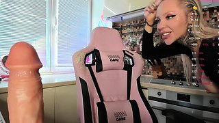Big Boobed Blonde Masturbates With A Dildo In The Bathroom