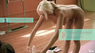 Hot girls hot yoga session while nude