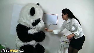 Amazingly Hot Tutor Gets Her Pussy Pleased By A Panda Teddy