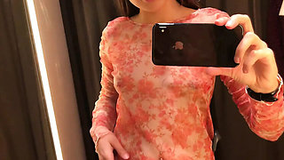 Horny Teen Fucks Herself with Toy in Fitting Room - Solo Masturbation