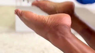 Golden Goddess Initiation: Savvy G's HJ, Footjob, Blowjob, Pussy Fuck & Massive Foot Cum Explosion!