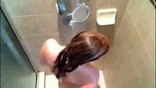 stepdaughter soaps and shaves in shower (voyeur)