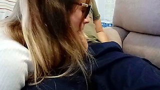 Blonde Babe's Clothes Ruined by Extreme Bukkake Before Work