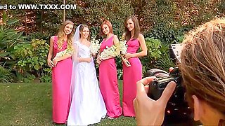 Lesbian Foursome with a sexy Bride and her Maids
