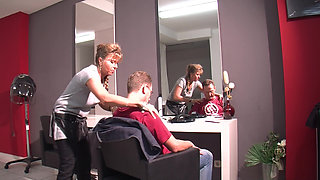 Horny Hairdresser Gets Aroused During Cut and Fucks Her Customer Hard