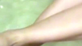 Sexy Footjob in Bathtub with Flip Flops and French Nails