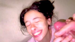 Cute Italian Teen Stepdaughter Fucks Stepdad and Takes Facial While Home Alone