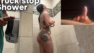 Truck Stop Jerking off Shower He Didn't Have Sex 3 Months Destroyed