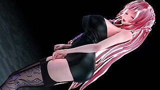 [mmd] Luka - Cha Cha Huge Nipple Tits Charming Black Lewd Pattern Panty Black Silk