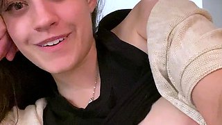 Cute amateur brunette naughty in solo jerking show on camera